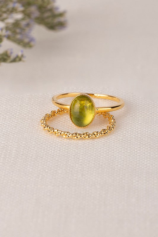 Natural Stone Ring Set